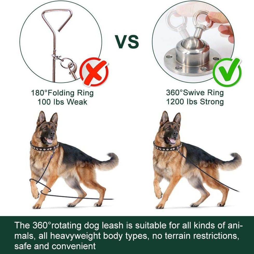 Stainless Steel Pet Dog Tethering Stake With Wire Rope Dog Leash