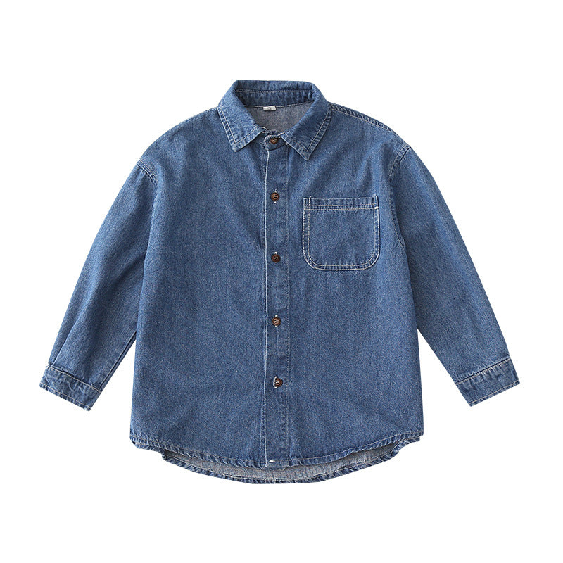 Korean-style Chic Vintage Denim Parent-child Shirt Set