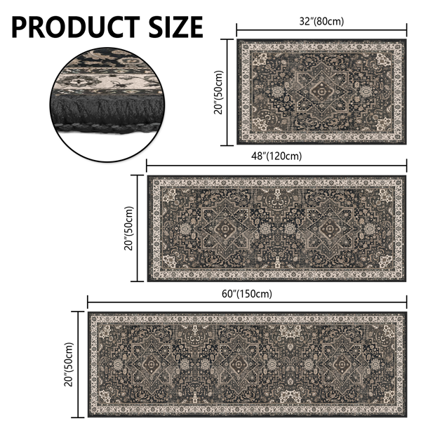 Kitchen Rug Sets Of 3 Washable Boho Kitchen Rugs And Runner Carpets Non Slip Kitchen Area Rug For Laundry Room Entryway Hallway