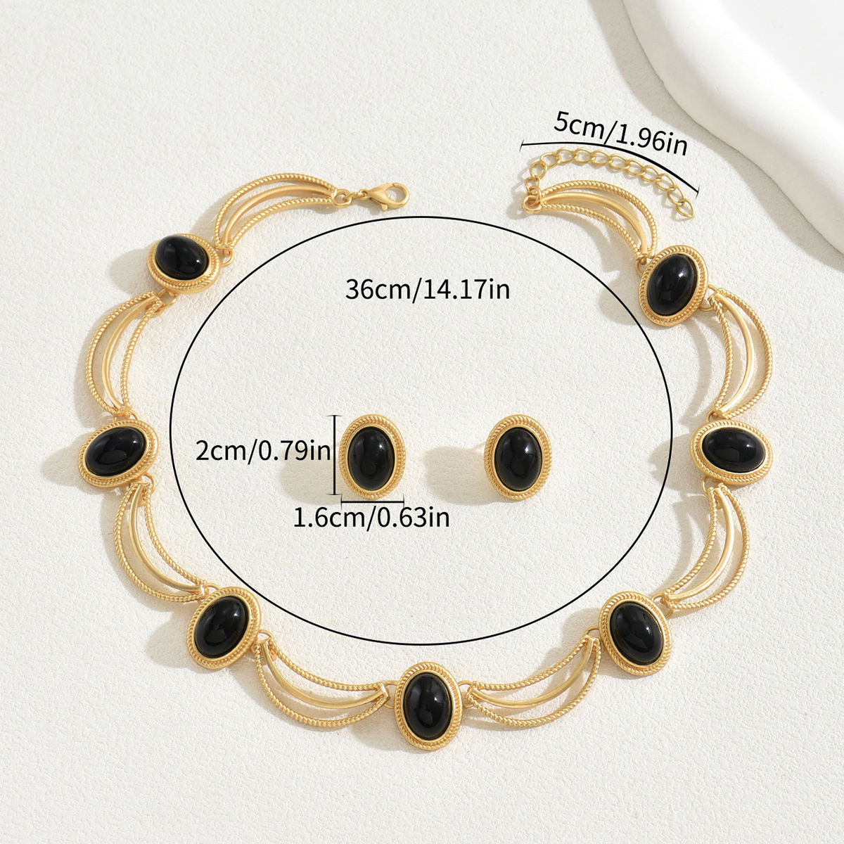 Cross-border European American Vintage Court Style Women Jewelry Set, Retro Inlaid Cubic Zirconia Long Clavicle Necklace & Matching Earrings, Premium Texture Versatile Neck Ear Accessories