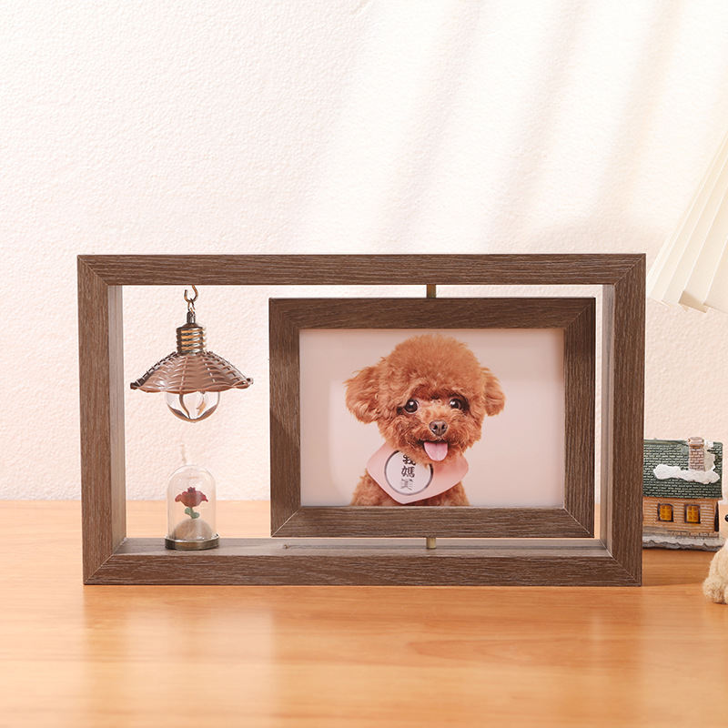 6-inch Double-sided Rotating Photo Frame Pet Face DIY