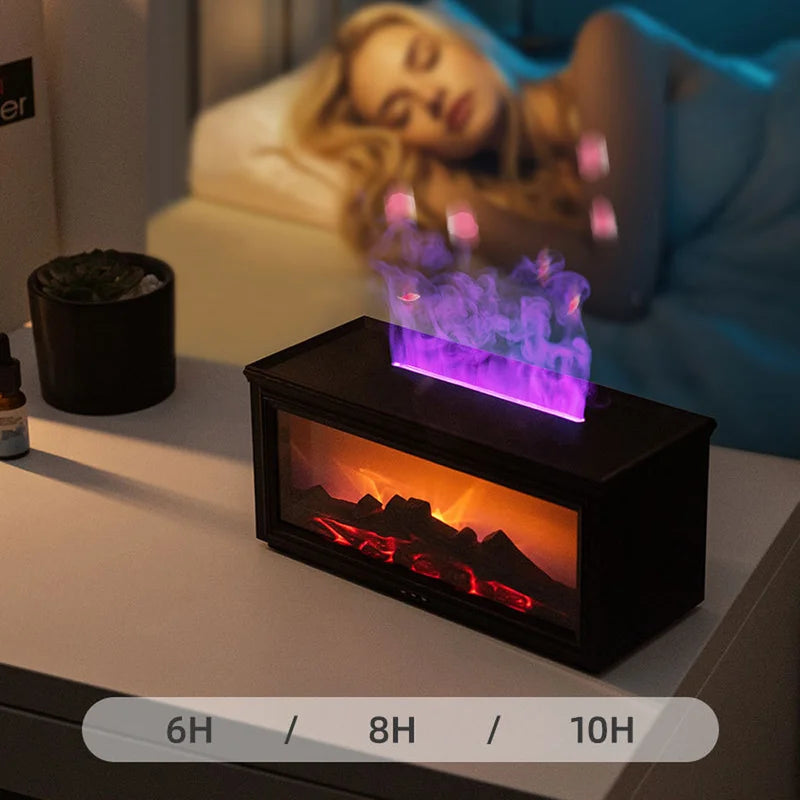 Air Flame Aroma Humidifier 280ml USB 7 Color LED Fireplace Diffuser With Remote Control Essential Oil Tray For Bedroom Room Gift