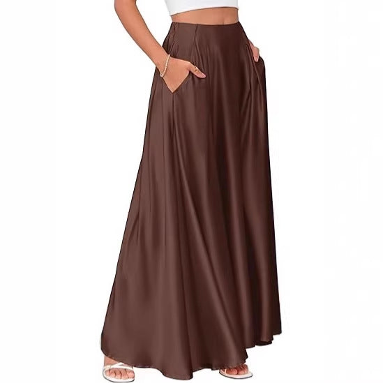 New Elegant Solid-color Pocket Dress For Women