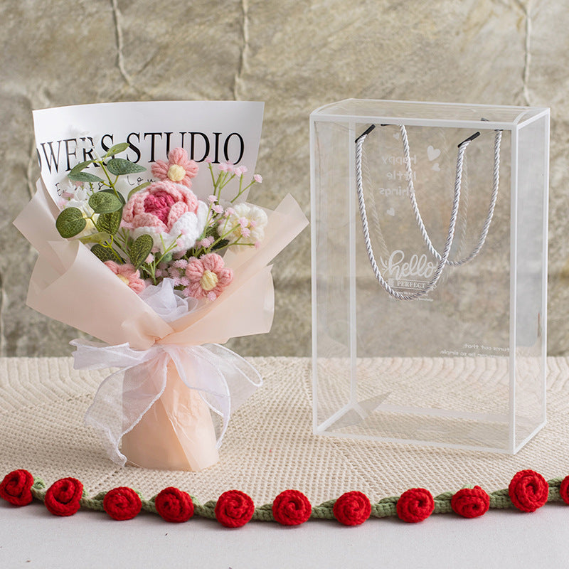 Handmade Crochet Rose Bouquet Simulation Flower Gift Box