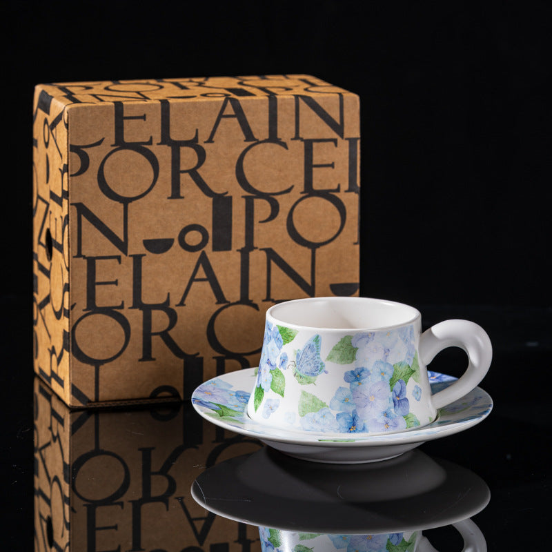 Affordable Luxury Original Iris Flower Ceramic Coffee Cup Gift Set