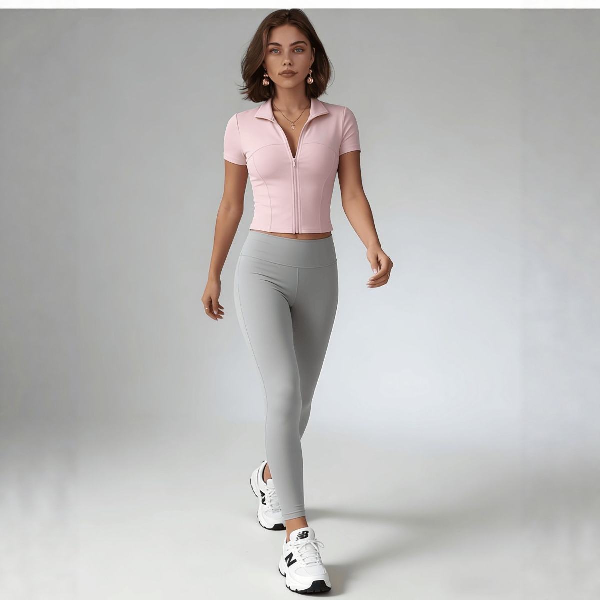 Womens Long-sleeve Zip-up Yoga Top