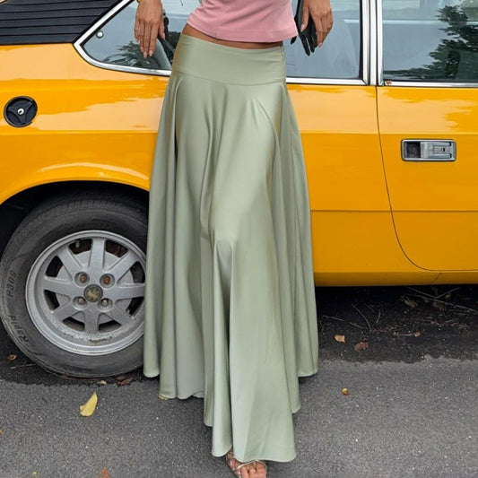 American-style Vintage Art-inspired Niche Fashion Elegant Draped Midi Skirt