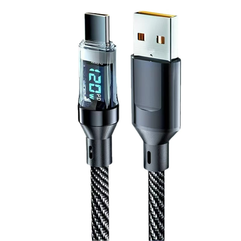 120W Digital-display Fast-charging Cable With Smart Power-off Feature