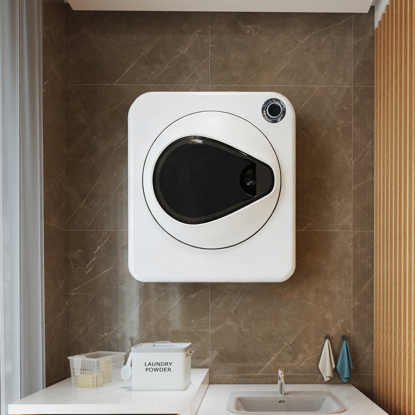 Heavy Duty Tumble Dryer   PTC Ceramic Heater & Stainless Steel Drum, 4 Programs Incl. Cooling Function, Double Safety, Stack Wall Mountable. PCM Housing, Nominal Capacity 3 Kg  Actually 4 Kg .