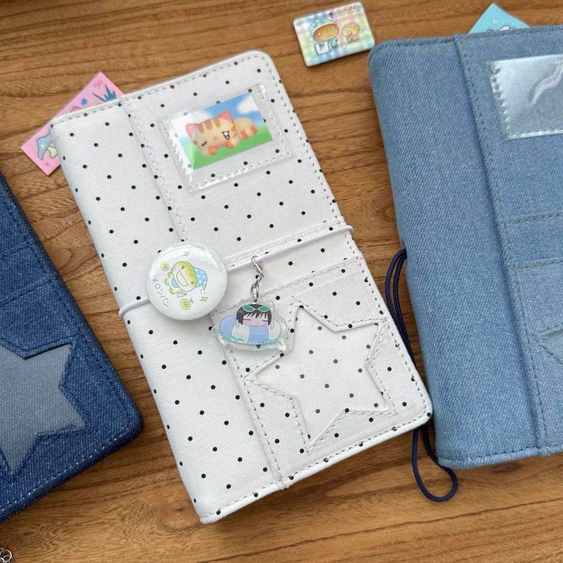 Simple Korean-style Polka-dot Fabric A6 Loose-leaf Notebook