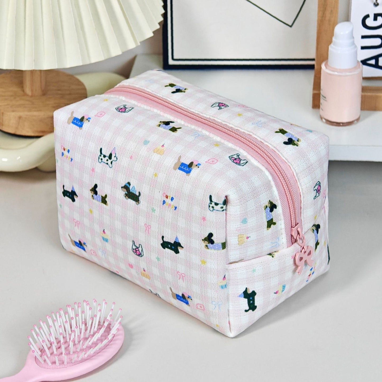 Printed Quilted Makeup Large Capacity Portable Toiletry Bag For Travel