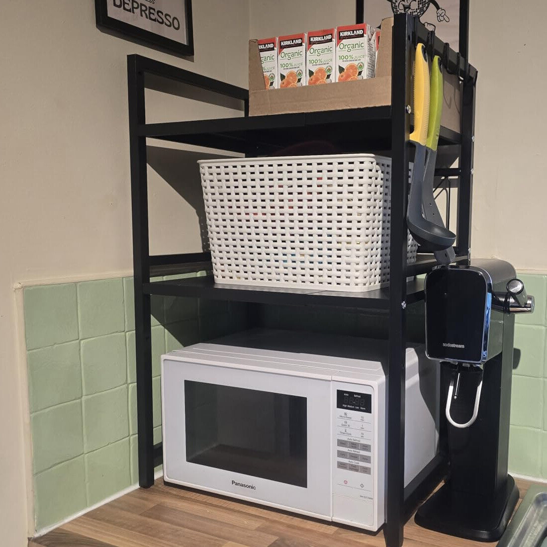 3 Tier Extendable Microwave Oven Rack Heavy Duty Kitchen Stand Storage Shelf UK