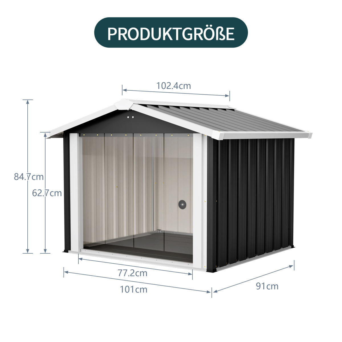 102x91x84cm Outdoor Dog House, Large Waterproof Pet House With Slanted Roof For Drainage, UV Protection & Ventilation, Weather Resistant Plastic Dog Kennel For  Patio Camping  Grey
