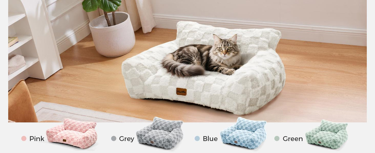 Made4Pets Medium Sage Green Plaid Pet Sofa Bed,Pickup Only