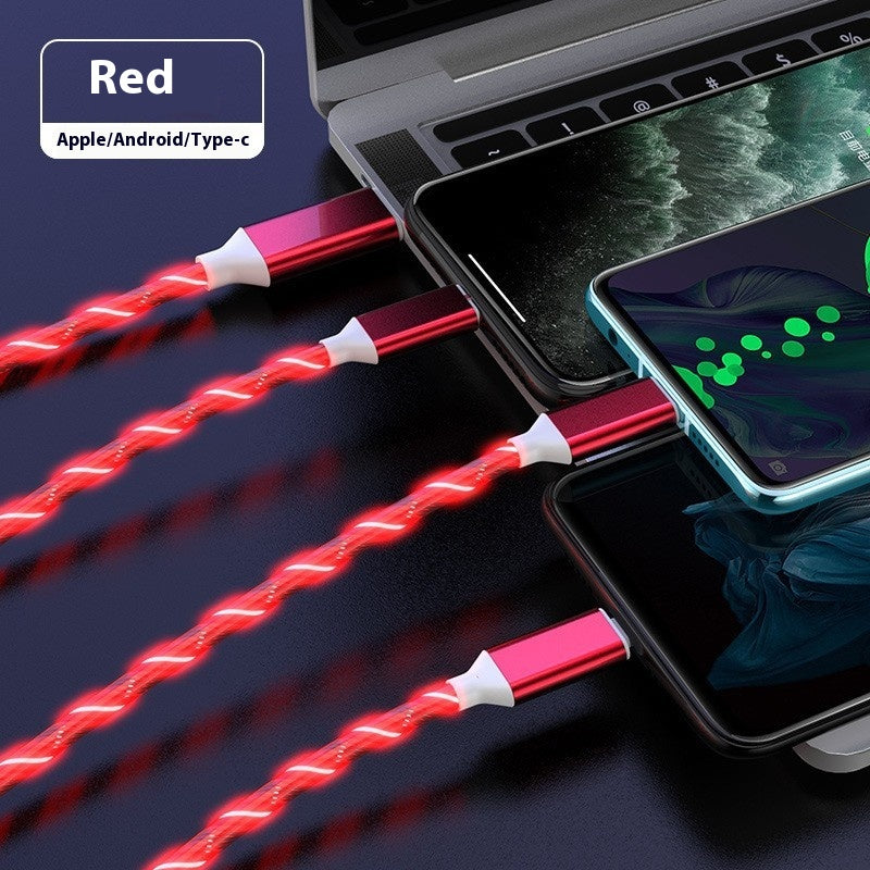 One Drag Three Streamer Data Cable Colorful Multifunctional Car Charging Cable