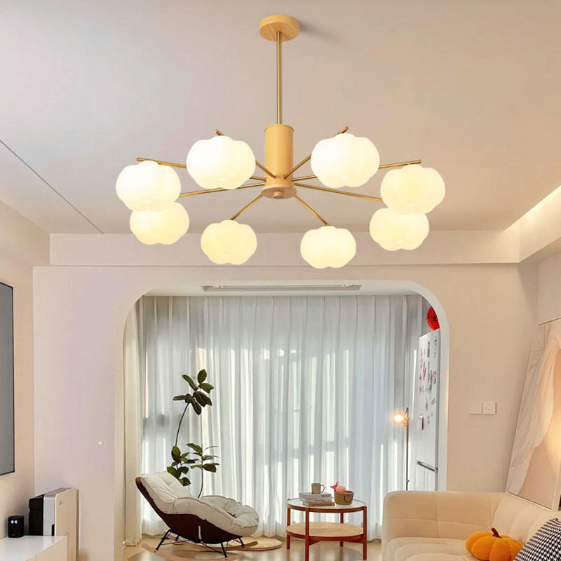 Log-style Cream-colored Living Room Chandelier For Home Use