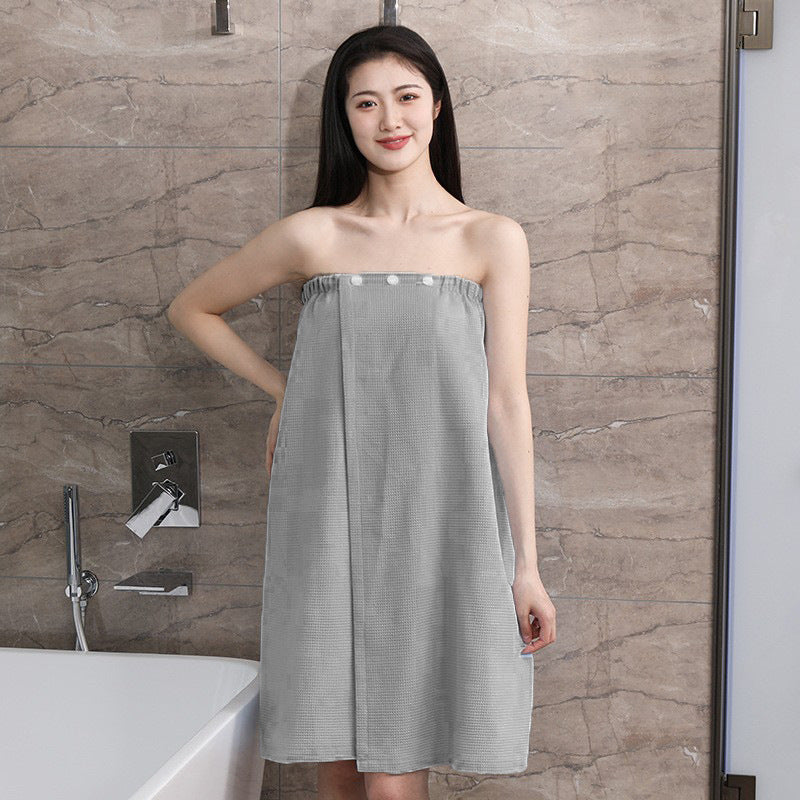 Cotton Wearable Tube-top Bath Towel With Hidden Snaps