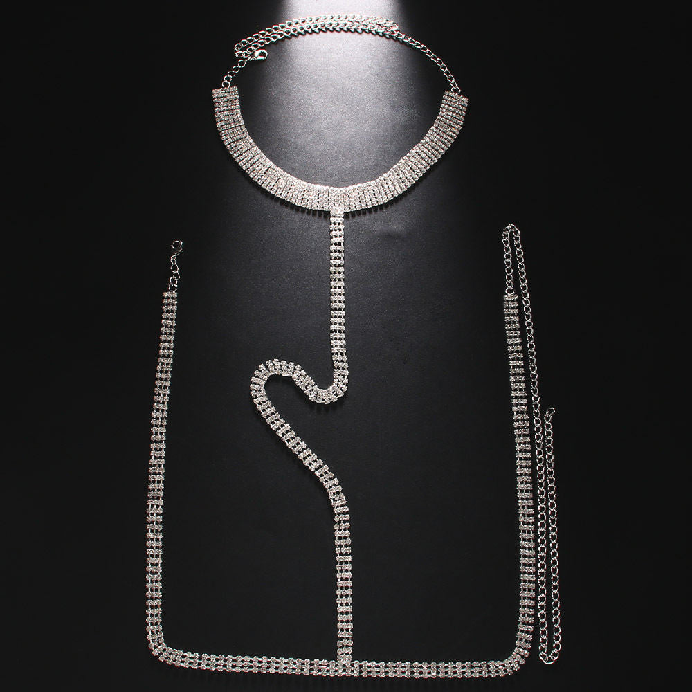 Halter Waist Chain Men's Body Chains Full Diamond Multi-row Necklace Sexy Body Accessories