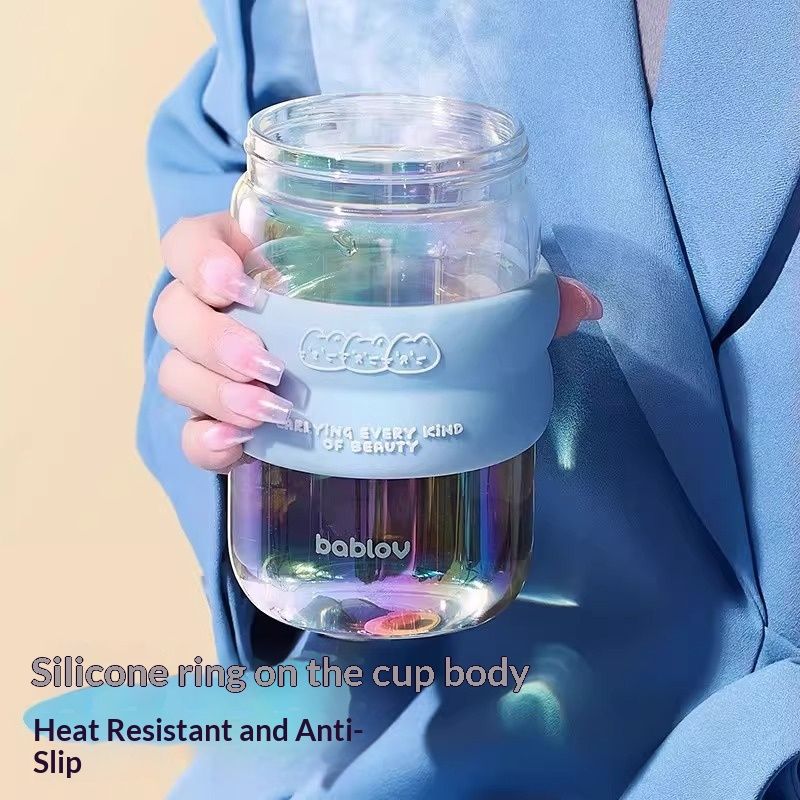 High-borosilicate Glass Straw With Tea-water Separation Summer Drinking Cup