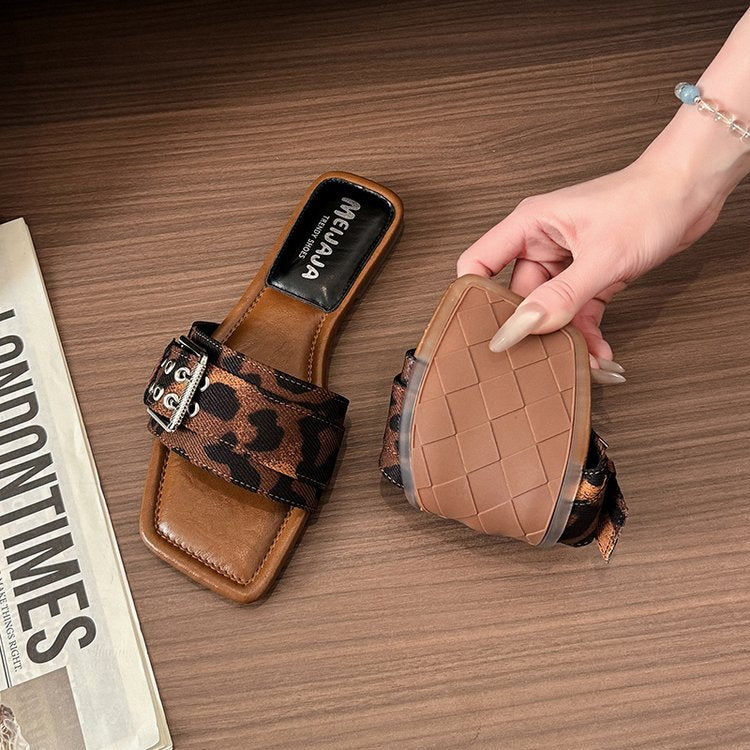 French Flat Slippers For Women, Summer Outdoor Sandals, Stylish And Elegant To Pair With Dresses, Flat Front Strap Sandals