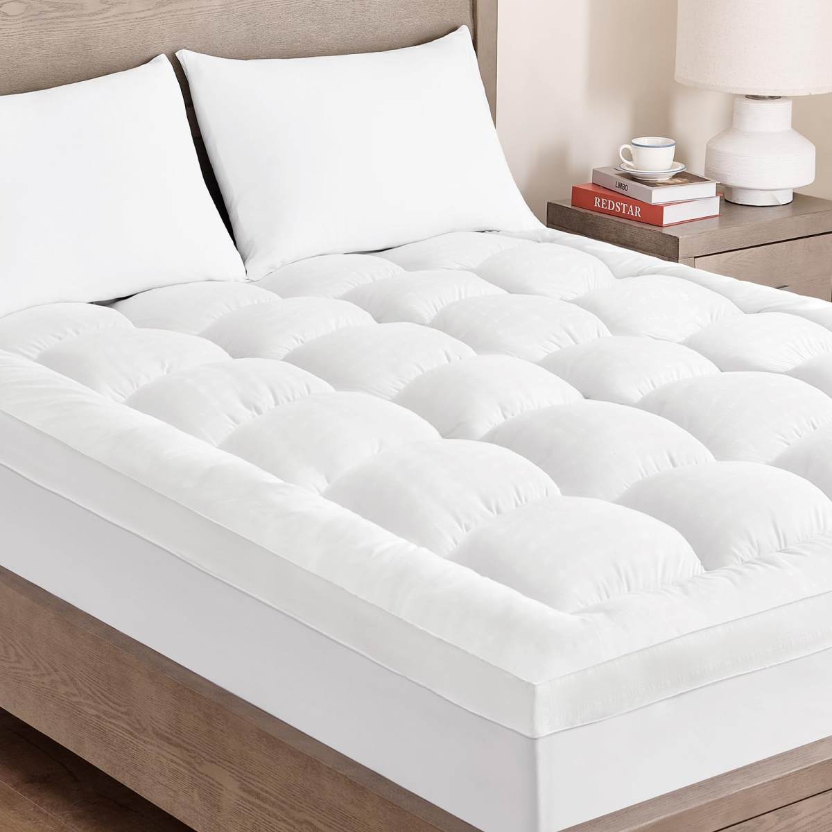 Ultra-Soft Quilted Cooling Mattress Topper Pad, Pillow Top Mattress Topper, Ultra-Soft Quilted Cooling Mattress Protector, Suitable For 8-24 Inch Deep Mattresses, 450G 900G 1200GSM Filling Options