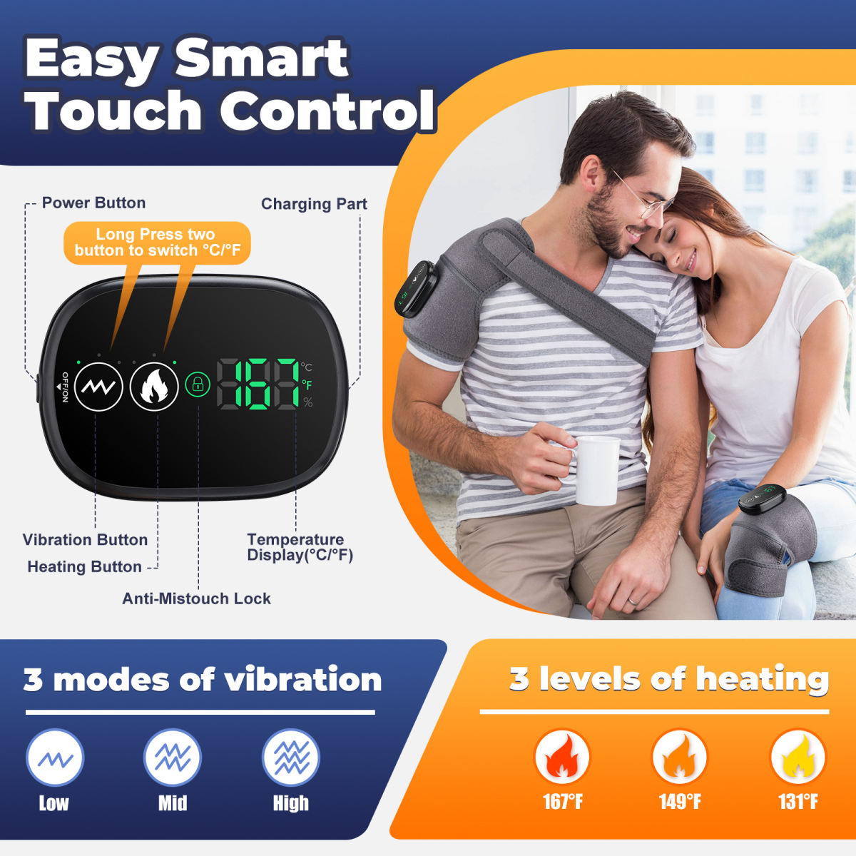 Electric Heated Knee Pads With Vibration Massage Shoulder Support