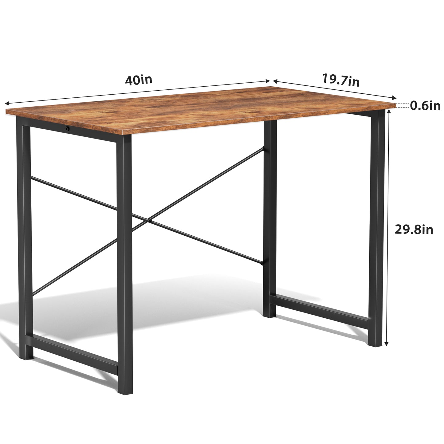 Computer Desk For Home Office, Modern Study Work Table Simple Style For Bedroom, Writing Desks With X-Shaped Reinforcement, Rust