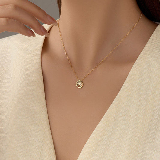Sterling Silver Irregular Concave Necklace Simple High Sense Niche Accessories Temperament Wild