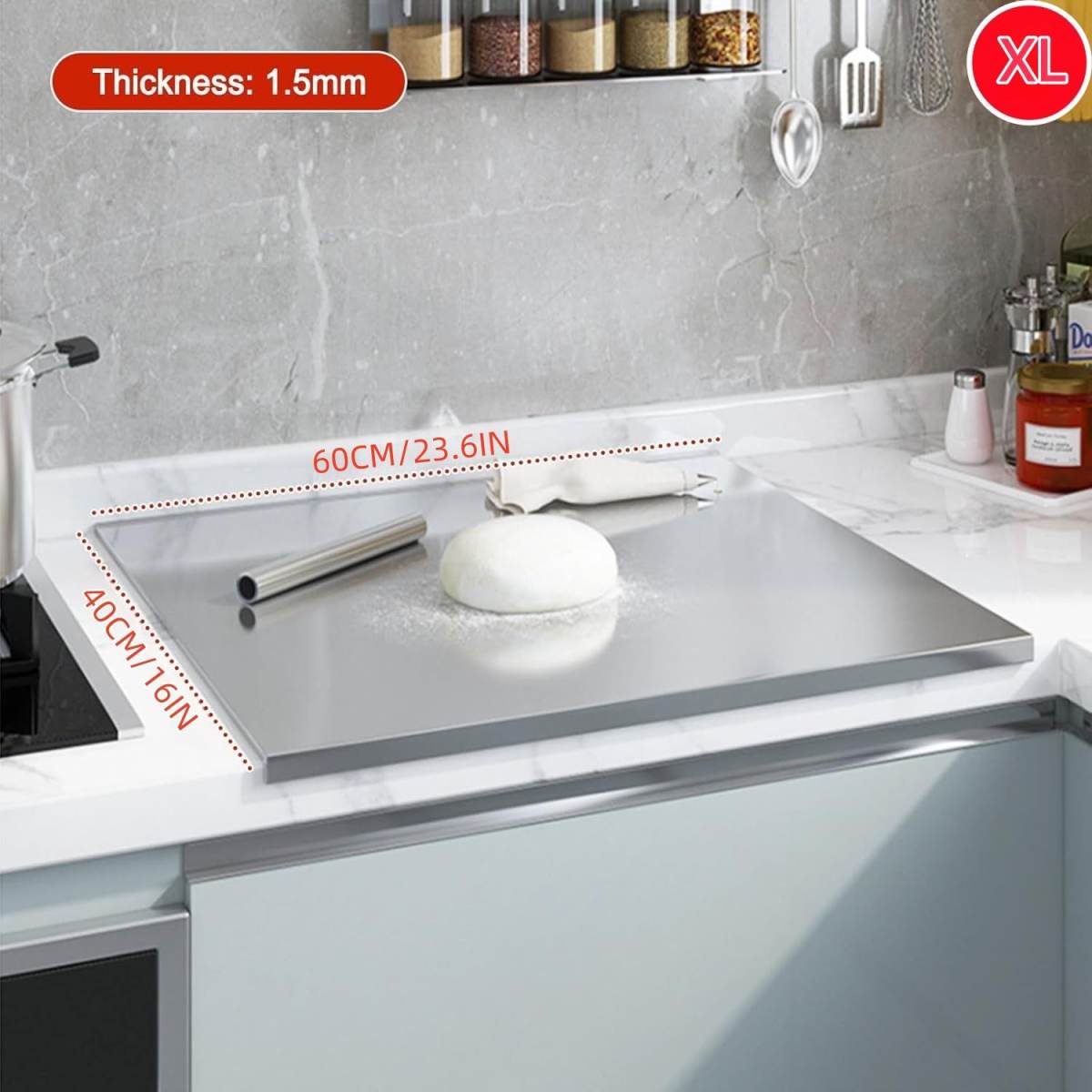Stainless Steel Cutting Board With Lip For Kitchen Chopping Boards For Countertop Large Metal Cutting Board Over Sink Suitable For Meat Fruits Vegetables Bread Noodle And Pizza Bamboo Knives