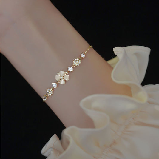 Versatile Japanese And Korean Minimalist Cat Eye Stone Push-pull Bracelet