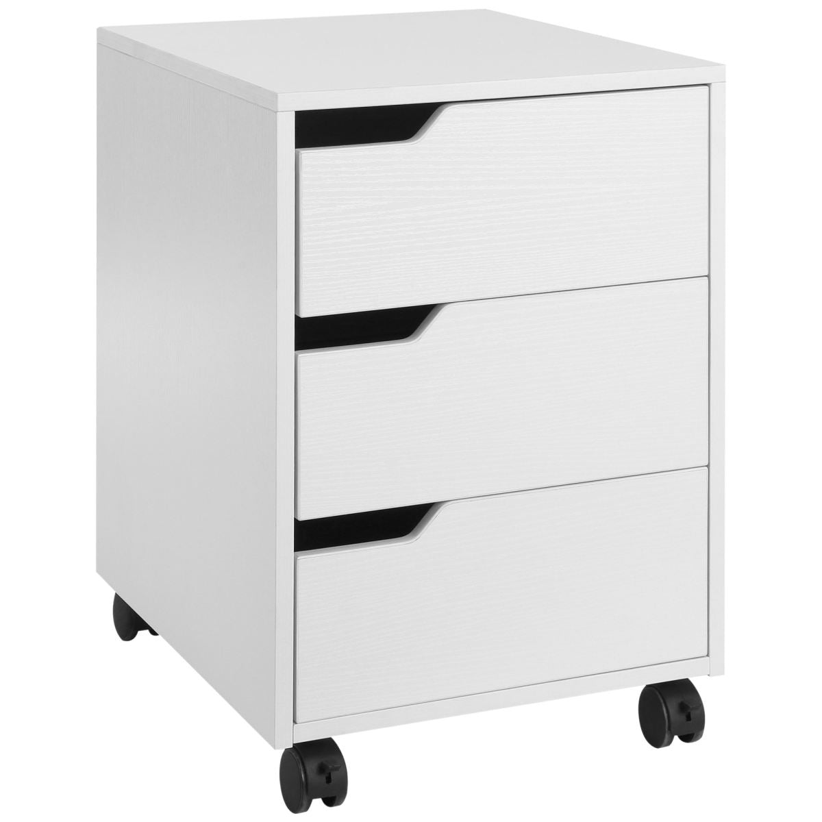 3 Drawer Mobile File Cabinet, Vertical Filing Cabinet With Wheels For Home Office, White