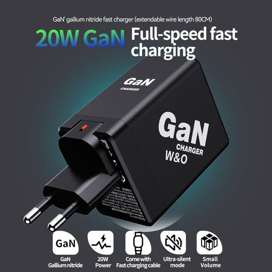 F3 Gallium Nitride Charging Plug Fast Charge 80cm Double Flexible Wire