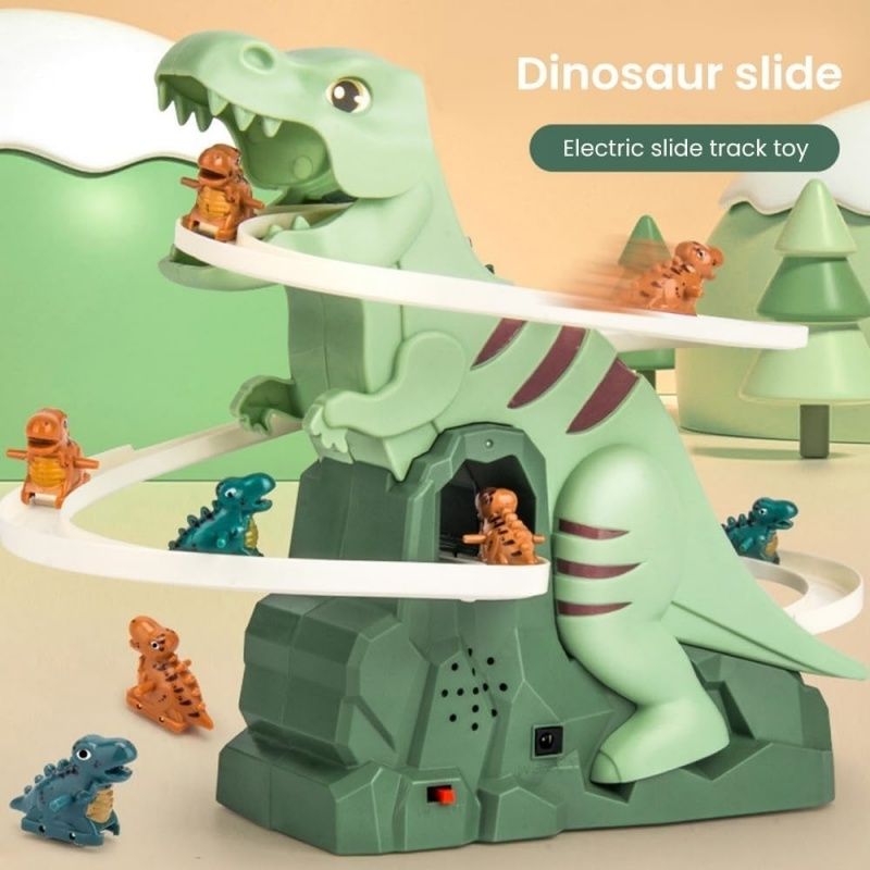 Race Track Toy Climbing Stairs Toys Roller Coaster Toy With 3 Dinosaurs Track S