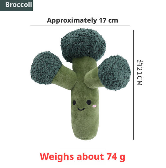 Fruit and vegetable sounding dog toys-broccoli-plush-1 piece