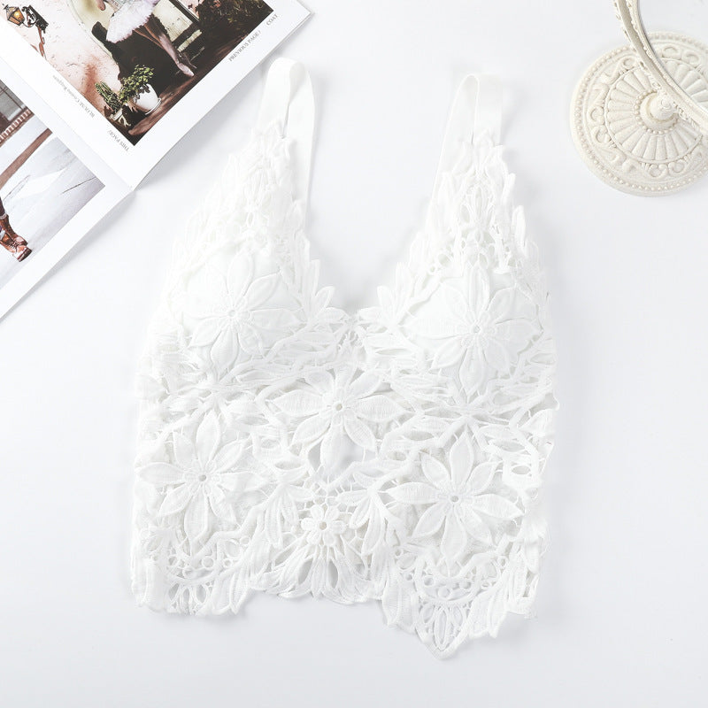Lace Slim Fit Hollow-out Beauty Back Tube Top Anti-slip Bra