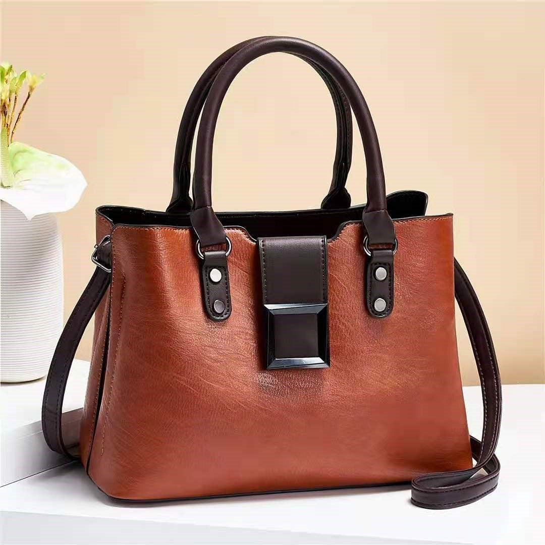Korean-style Large-capacity Multi-layer PU Leather Shoulder Crossbody Bag