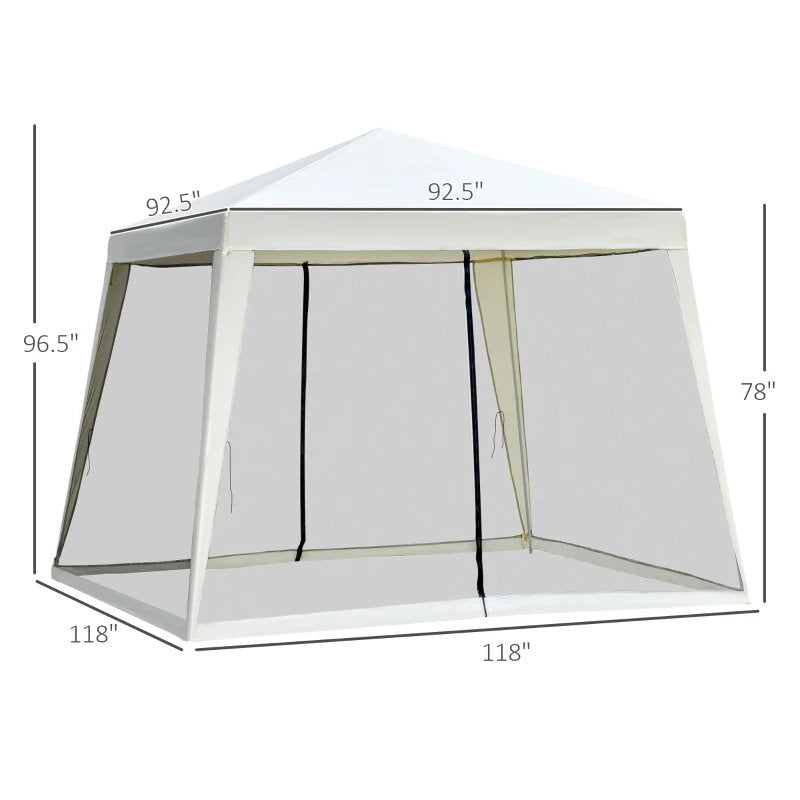 10'x10' Outdoor Party Tent Canopy With Mesh Sidewalls, Patio Gazebo Sun Shade Screen Shelter,