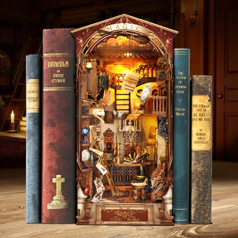 Magic World 3d Diy Cottage Hand-assembled Book Stand Desktop Model Toys For Holiday Gifts