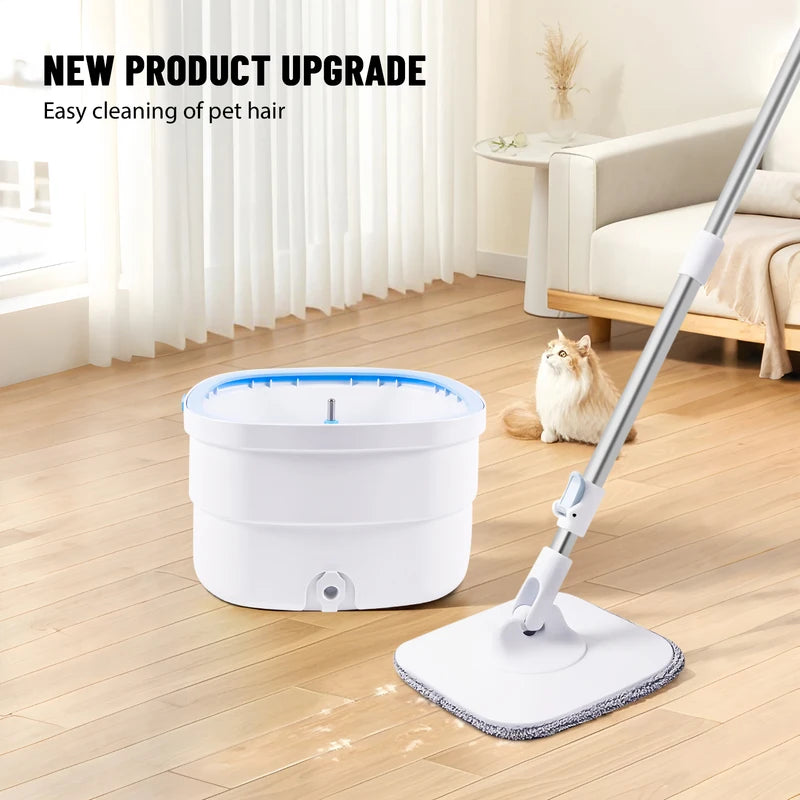 Centrifugal Spin Mop & Bucket Set, Self-Cleaning Dry and Wet Separation, Adjustable Handle for Hardwood Floor, Tile, Home Office Cleaning