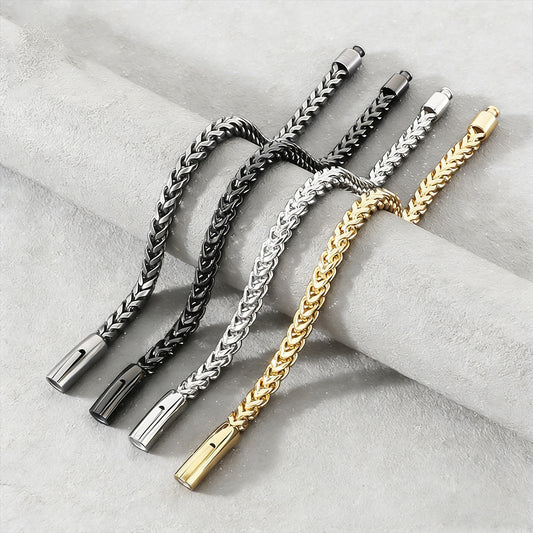Fashion Double Sided Polished Thickened Cable Chain Titanium Steel Bracelet, Spring Clasp Minimalist Hip Hop Men Bracelet