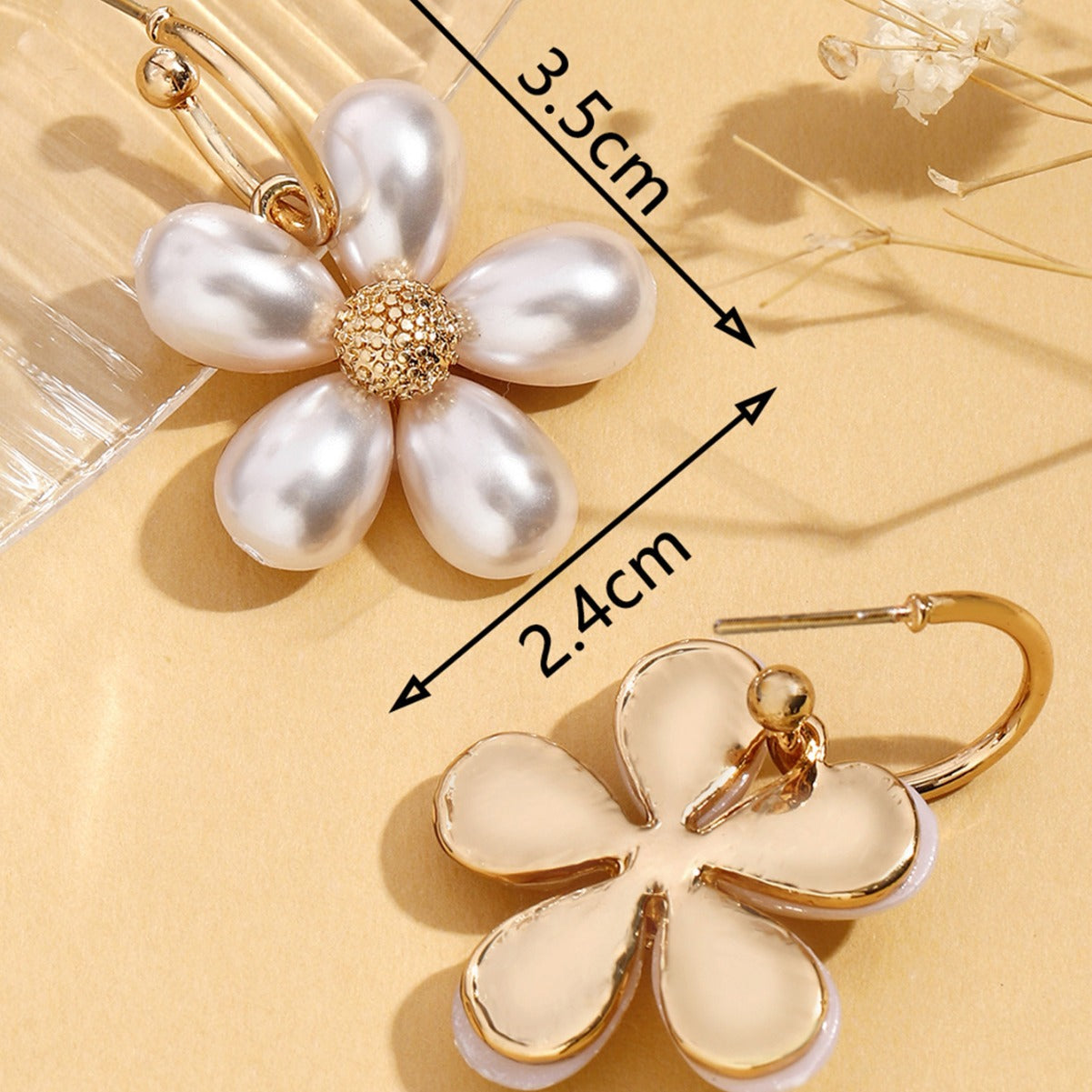 Korean-style Pearl Flower Earrings For Women