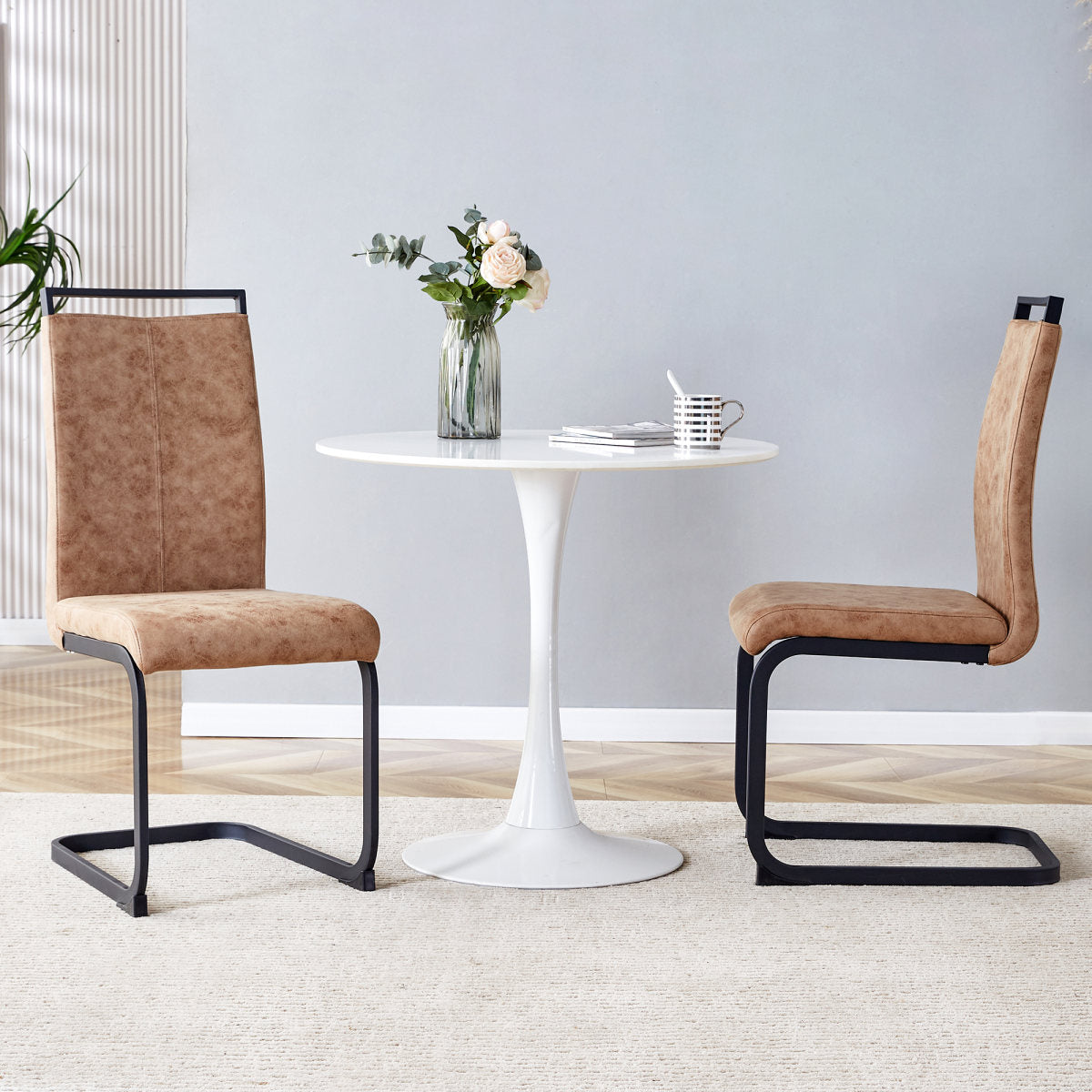 Dining Chairs,tech Cloth High Back Upholstered Side Chair With C-shaped Tube Black Metal Legs For Dining Room Kitchen Vanity Patio Club Guest Office Chair   Set Of 2  W115155748