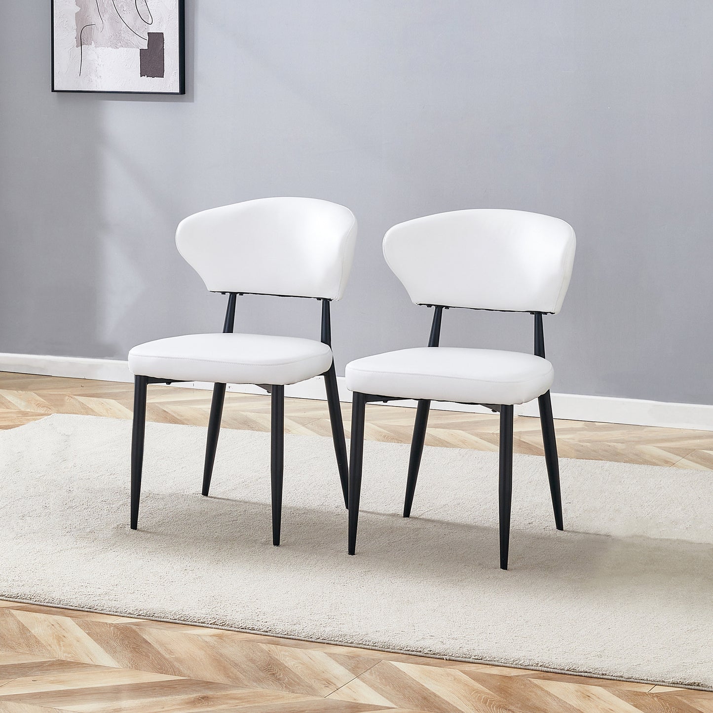 White Minimalist Ergonomic Dining Chair With Curved Backrest, Comfortable In Design Opens Up A New Sitting Posture Full Of Comfort And Simple Eleganz.Im Package Of 2 Chairs.
