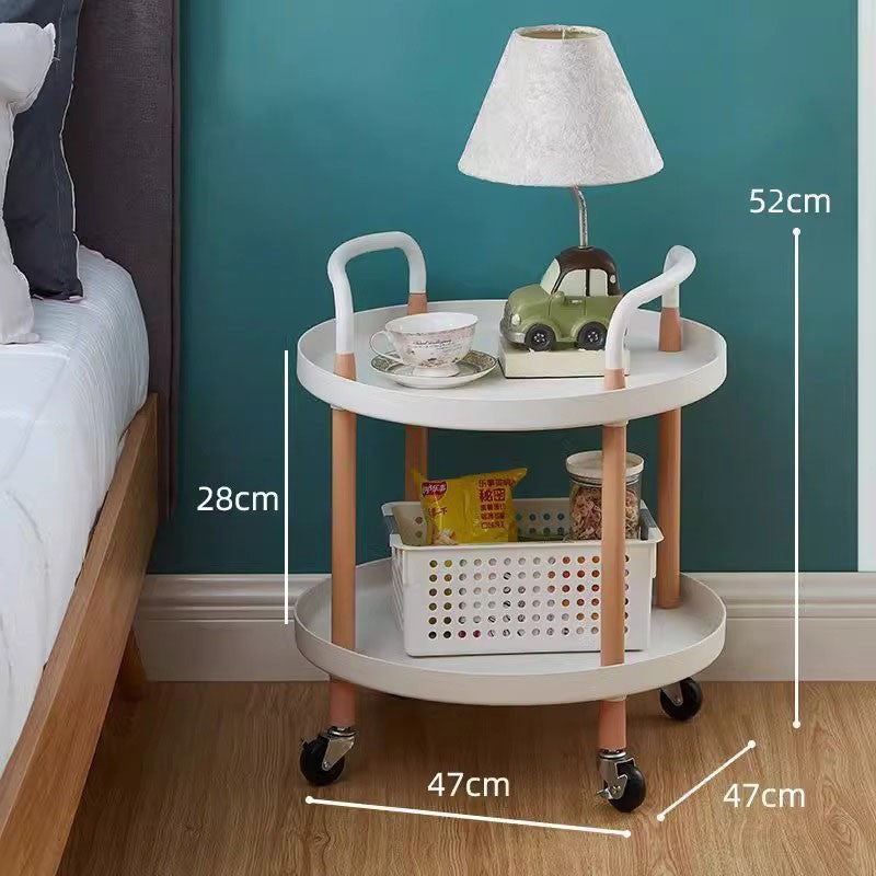 2-Tier Portable Trolley Lounge Dining Kitchen Bedside Balcony Castors Cart White