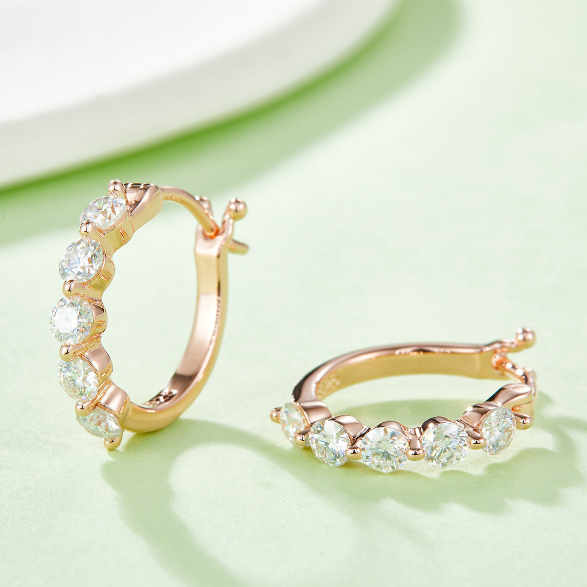 S925 Sterling Silver 10pcs Moissanite Hoop Earrings For Women 17mm Platinum Plated GRA Certified Hypoallergenic Gift Box