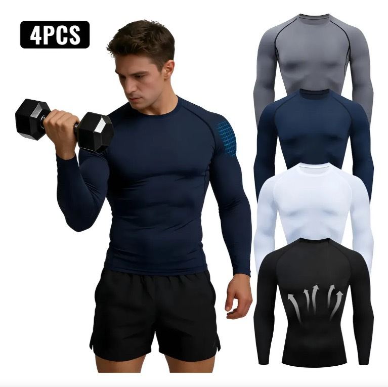 European-size Mens Tight-fitting Long-sleeve Sportswear For Running And Fitness