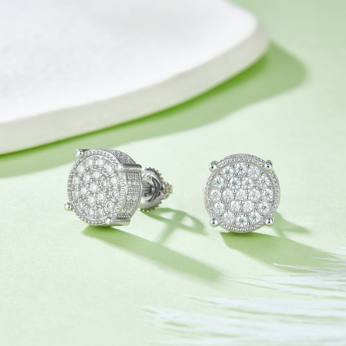 S925 Sterling Silver 86pcs D Color VVS1 Moissanite Round Stud Earrings 10.2mm Screw Back Hypoallergenic GRA Certified Gift Box
