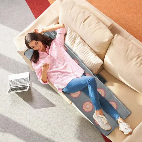 Full Body Electric Massage Mat With Heat Vibration Massage Pad Cushion Back Massage Mattress Chair Pad With Neck Massage Pillow With 10 Vibration Motors Timer