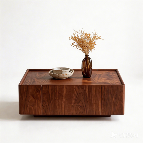 35.4-inch Coffee Table, Square Walnut Wood Design, Suitable For Living Room. Walnut Wood Material, Suitable For Bedroom, Living Room And Office