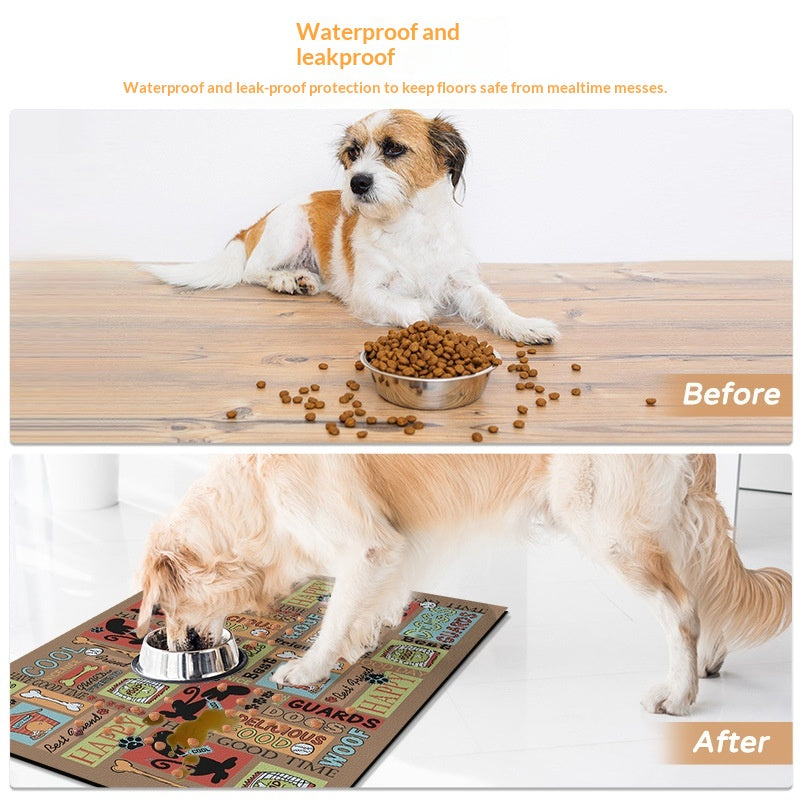 Pet Floor Mat Waterproof Leather Fence Rug  Dog And Cat Feeding Mat